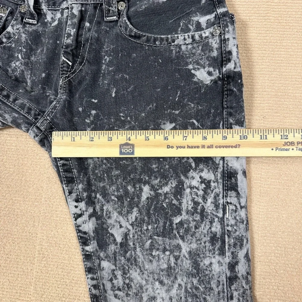 True Religion Straight Leg Flap Pocket Jeans Mens 28 (Fit 30x34) Acid Wash Denim